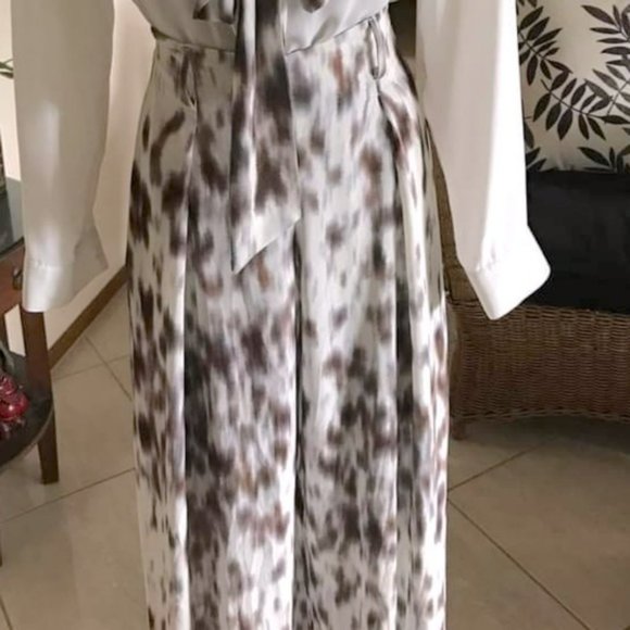 SHEIKE Snow Leopard Print High Waisted Wide Leg Palazzo Pants - Picture 6 of 10